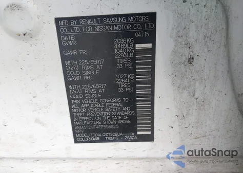 2015 Nissan Rogue Sv from USA, damaged, VIN KNMAT2MT4FP556825